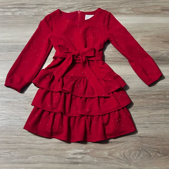 Rare Editions Other - Rare Editions | Red Sparkly Tie Front Dress
